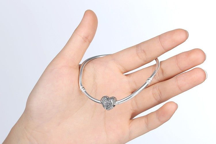 Sterling Silver Horseful Heart Angel Bead on Pandora Style Bracelet