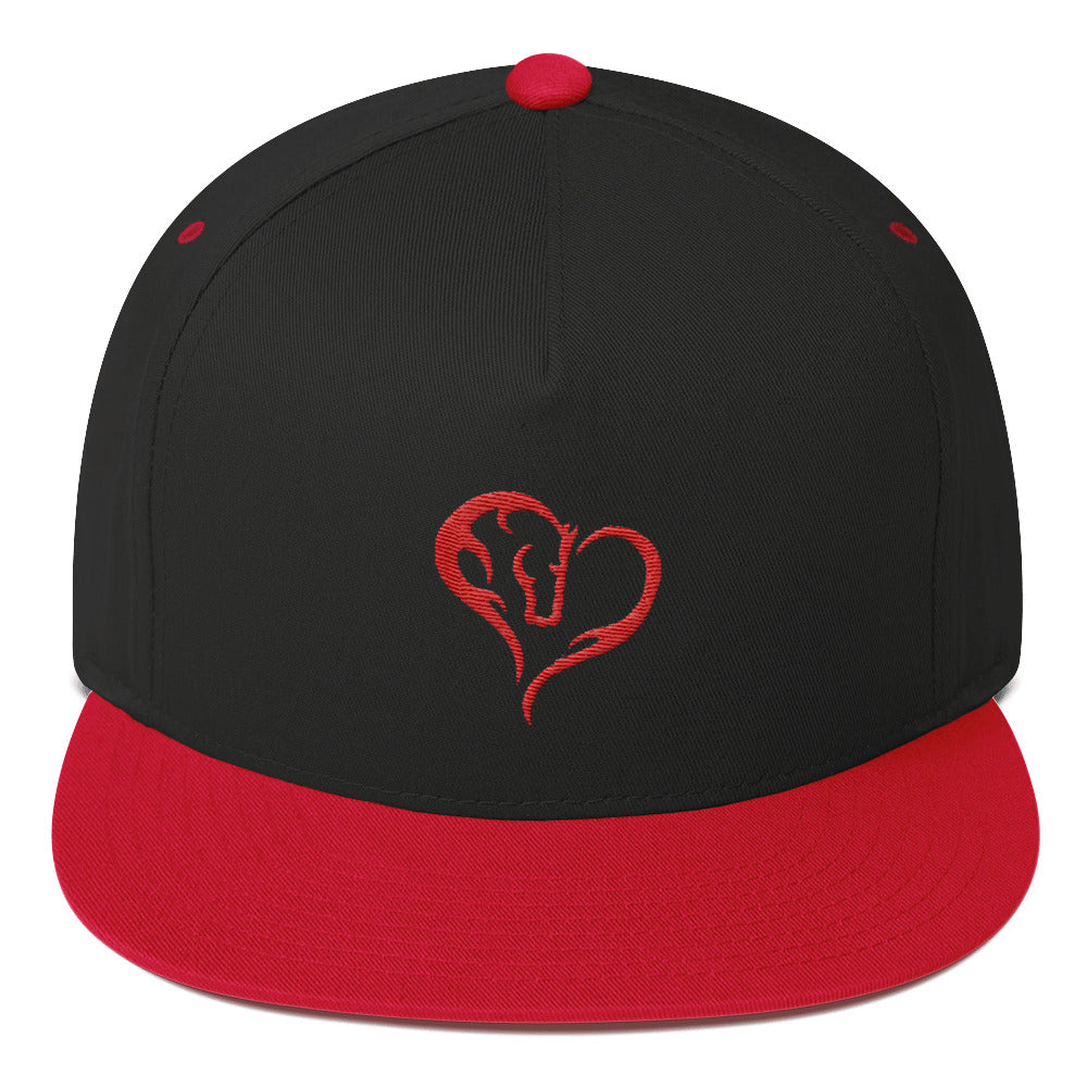 Horseful Heart Embroidered Flat Bill Cap