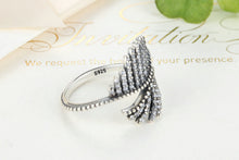 Majestic Sterling Silver Angel Feathers Ring with Clear Cubic Zirconia