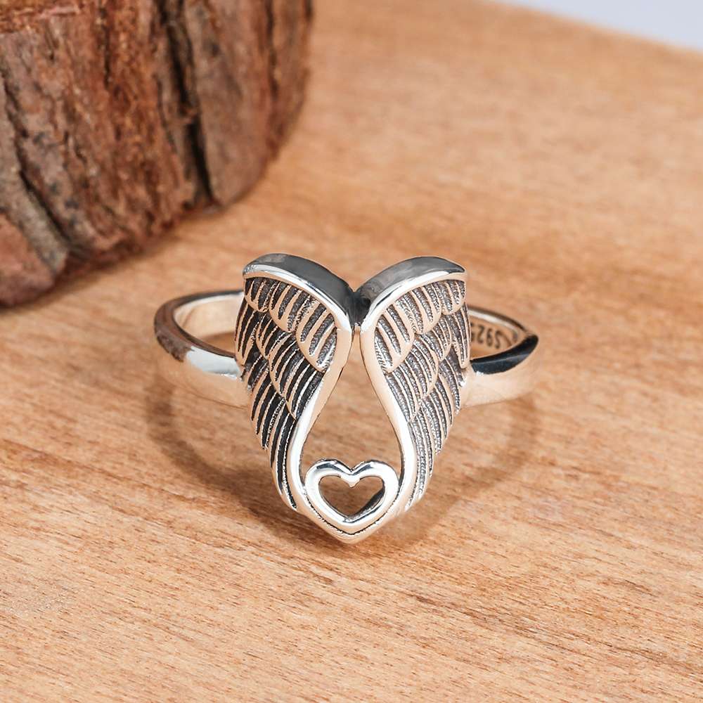 Sterling Silver Horseful Heart Angel Ring