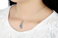 Majestic Sterling Silver Angel Feathers Pendant Necklace with Clear Cubic Zirconia
